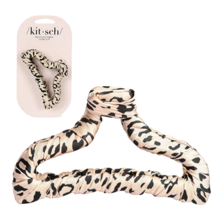 satin wrapped claw clip - leopard