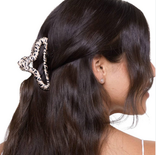 satin wrapped claw clip - leopard